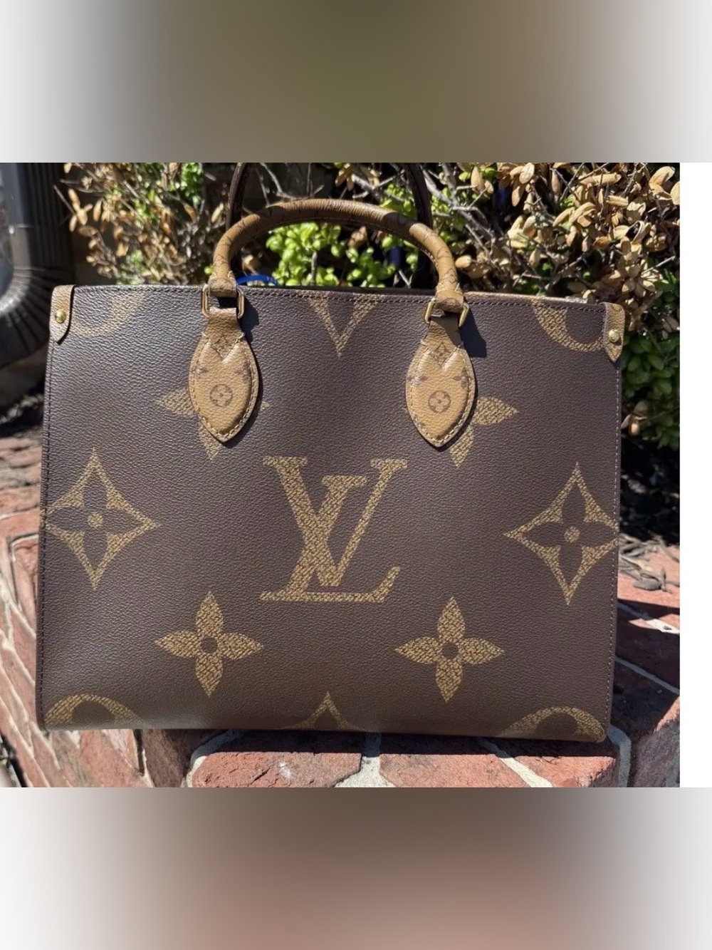 Louis Vuitton Brown on the go pm Monogram Satchel with Tan Accents